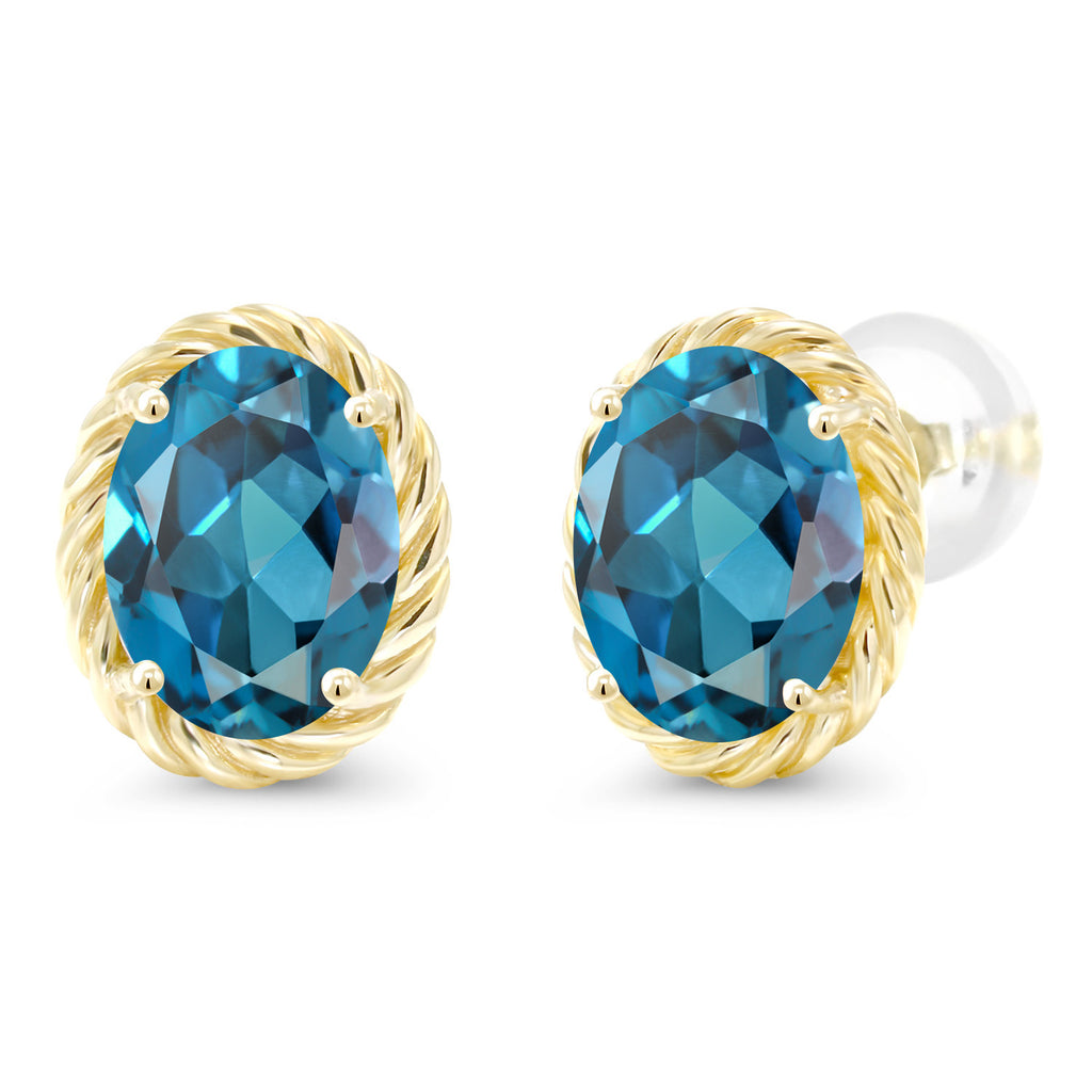 London Blue Topaz - November_Earrings in 14K Yellow Gold