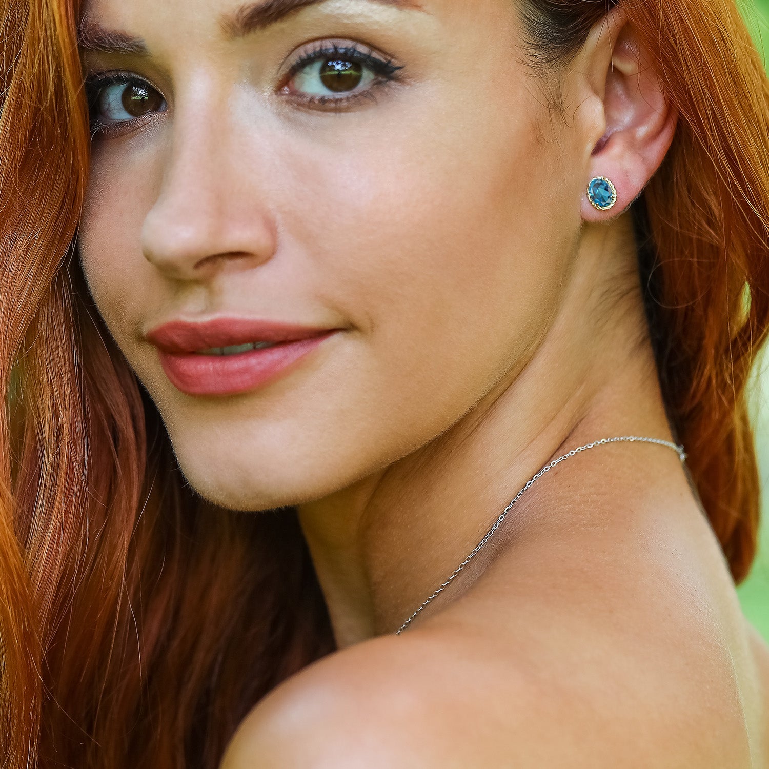 London Blue Topaz - November_Earrings in 14K Yellow Gold