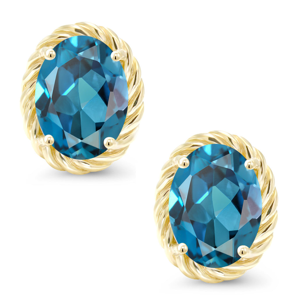 London Blue Topaz - November_Earrings in 14K Yellow Gold