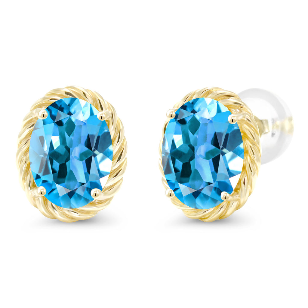 Swiss Blue Topaz - November_Earrings in 14K Yellow Gold