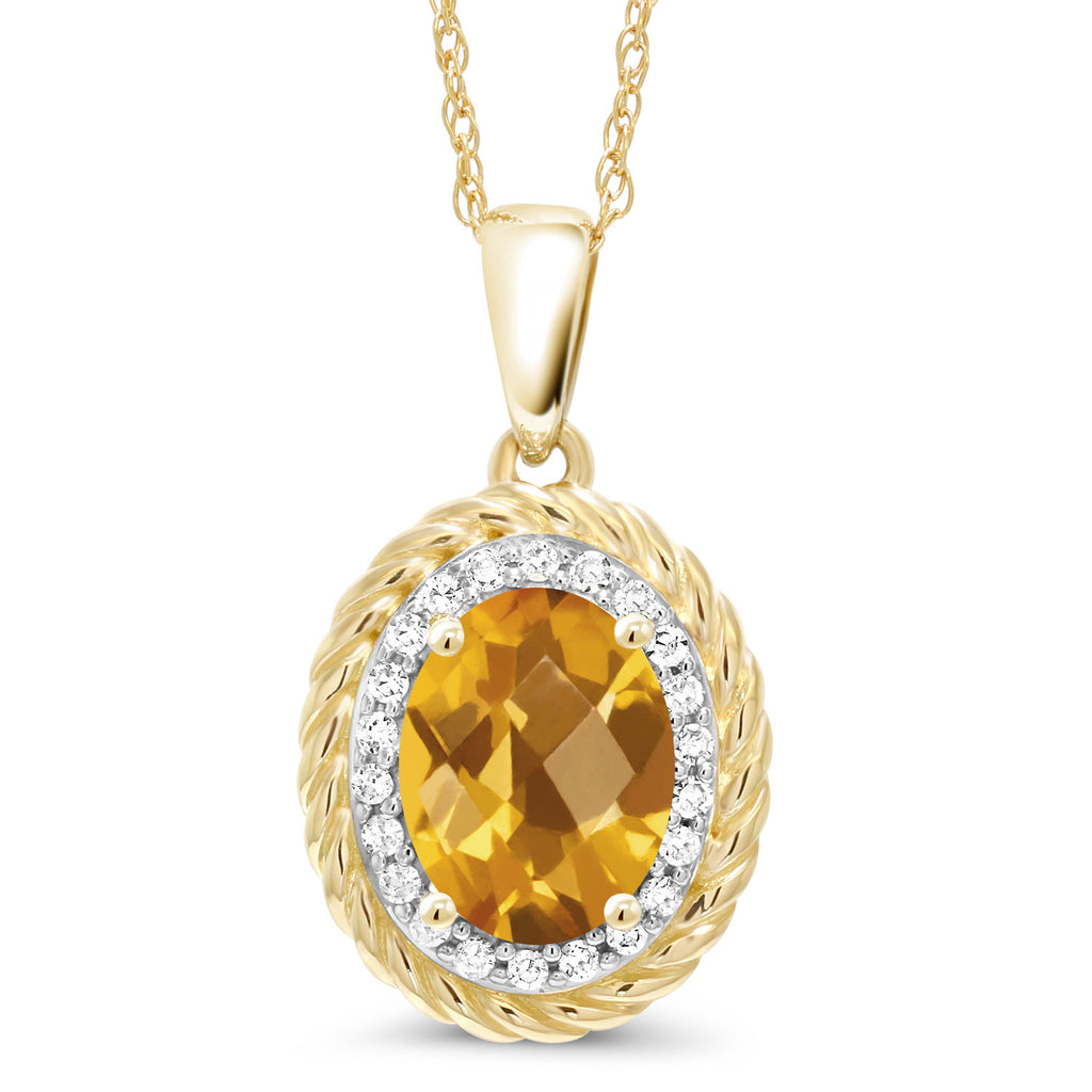 Citrine-Checkerboard - November_Pendant in 14K Yellow Gold