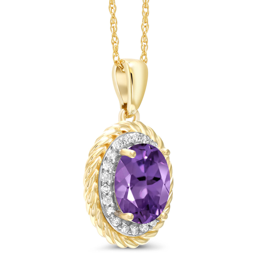 Amethyst and Diamond_Pendant in 14K Yellow Gold