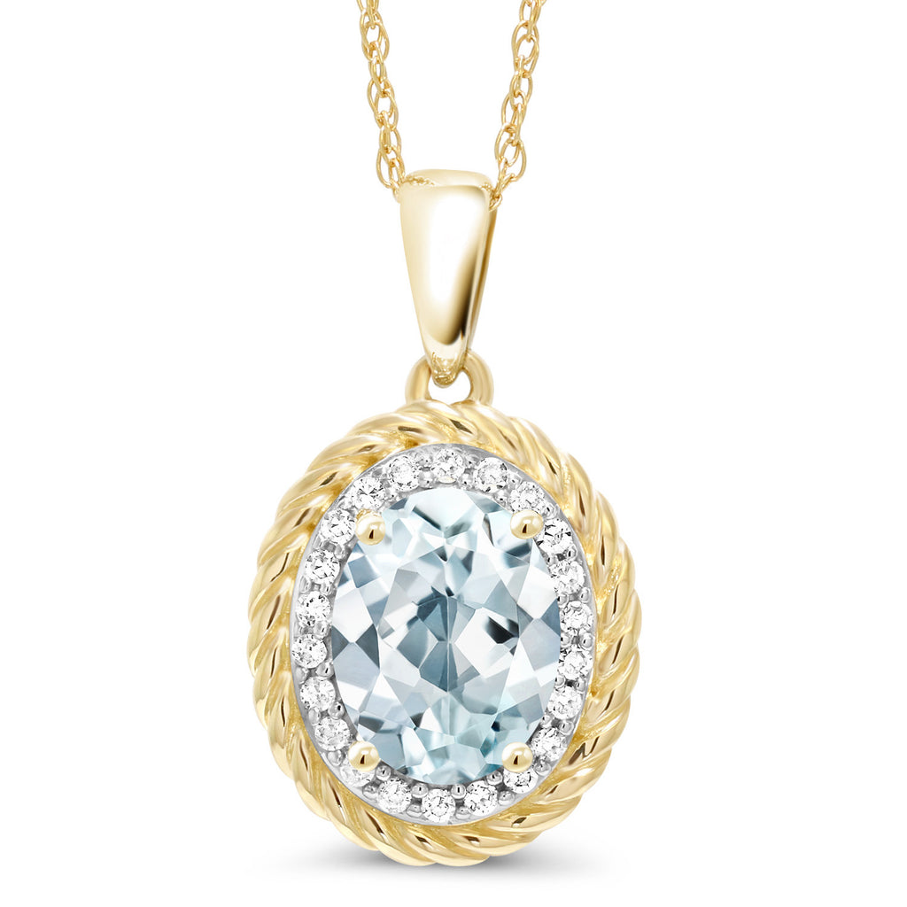 Aquamarine - March_Pendant in 14K Yellow Gold