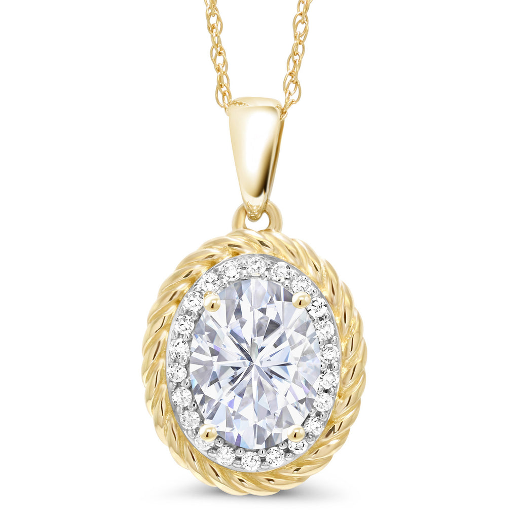 White Moissanite - April_Pendant in 14K Yellow Gold