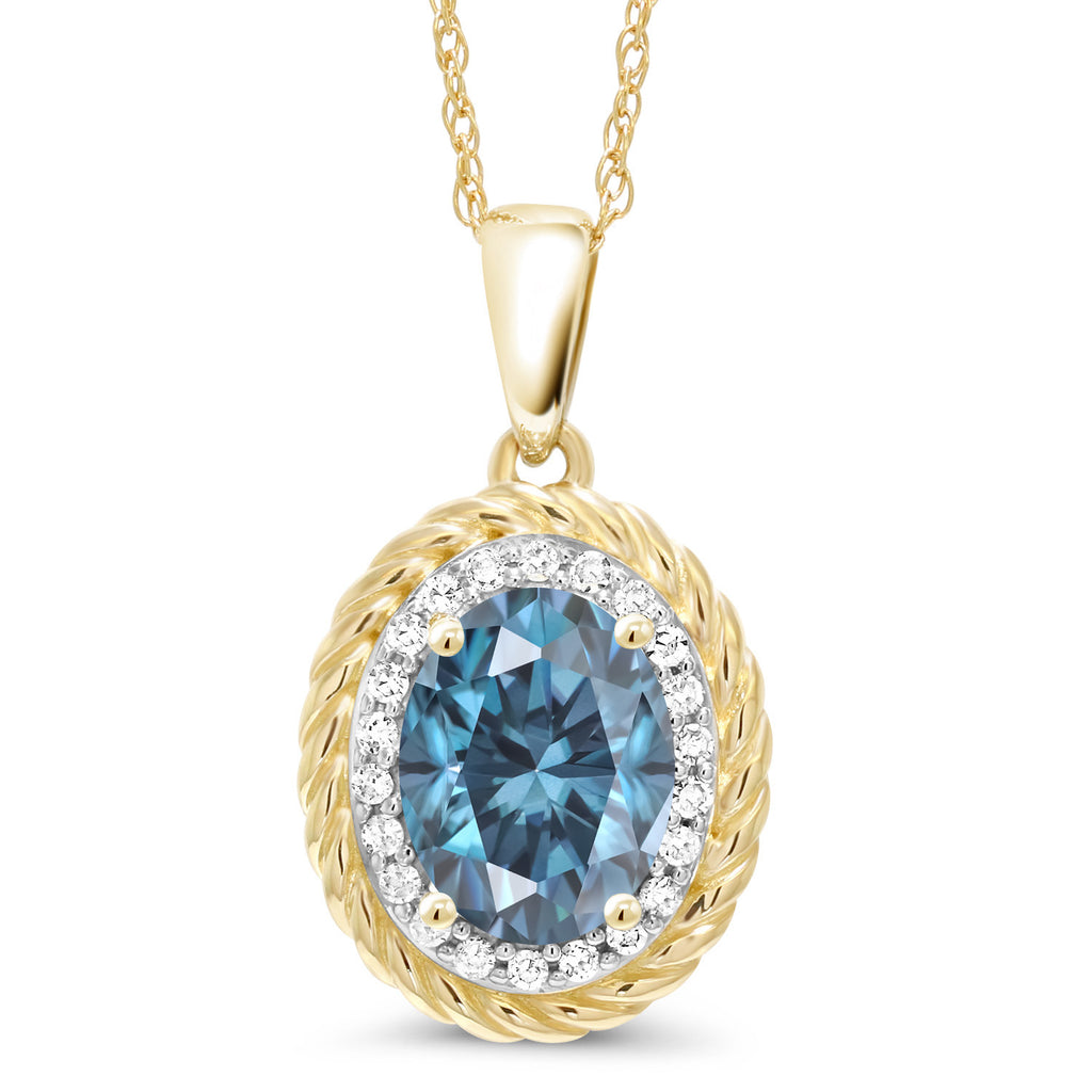 Persian Blue Moissanite - April_Pendant in 14K Yellow Gold