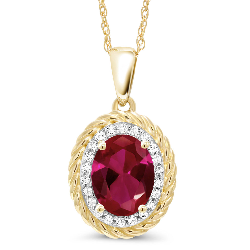 Created Ruby - July_Pendant in 14K Yellow Gold