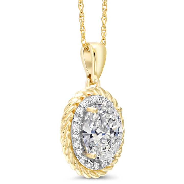 1.72 Cttw 14K Yellow Gold IGI Certified Lab Grown Diamond Pendant Necklace | Center Oval Diamond 1.5 Ct | F-G Color | VS1 Clarity | Gold Necklace For Women | 18 Inch Chain