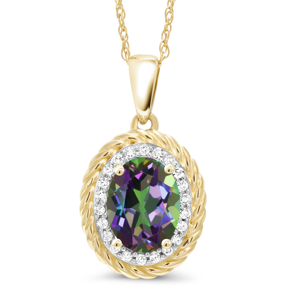 Green Mystic Topaz_Pendant in 14K Yellow Gold