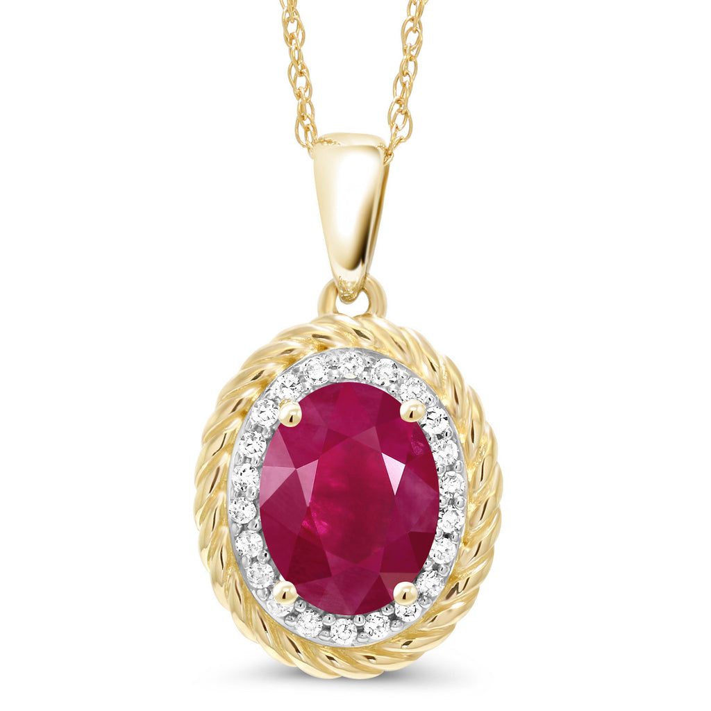 Ruby - July_Pendant in 14K Yellow Gold