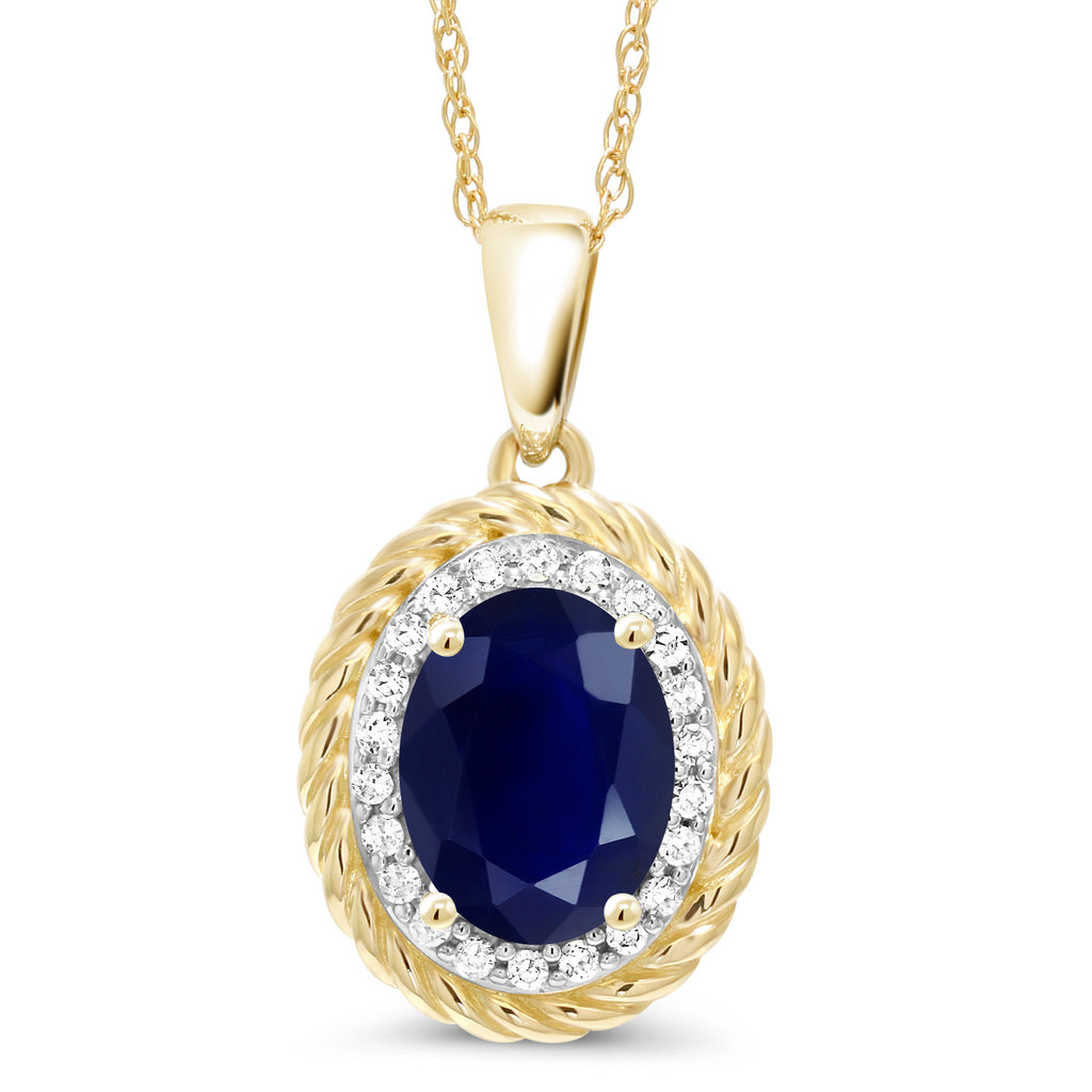 Blue Sapphire - September_Pendant in 14K Yellow Gold