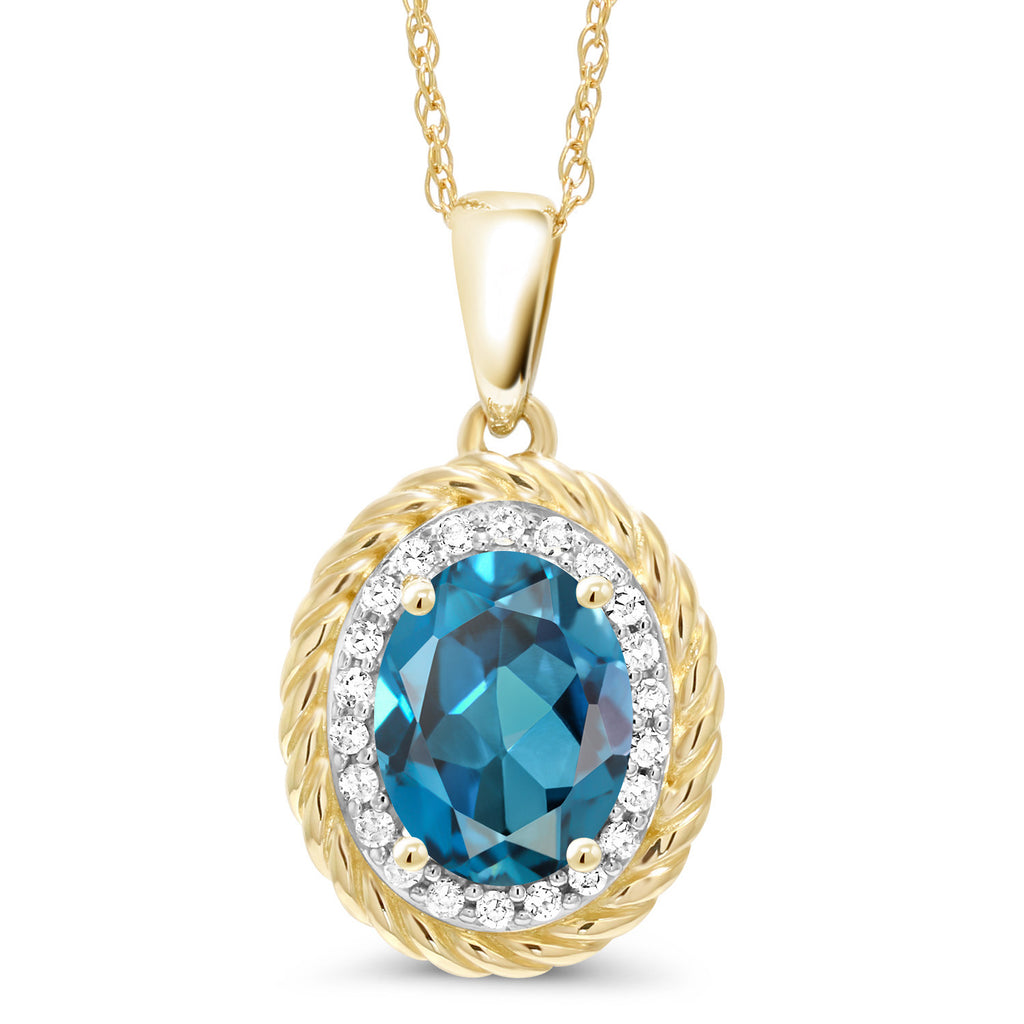 London Blue Topaz - November_Pendant in 14K Yellow Gold