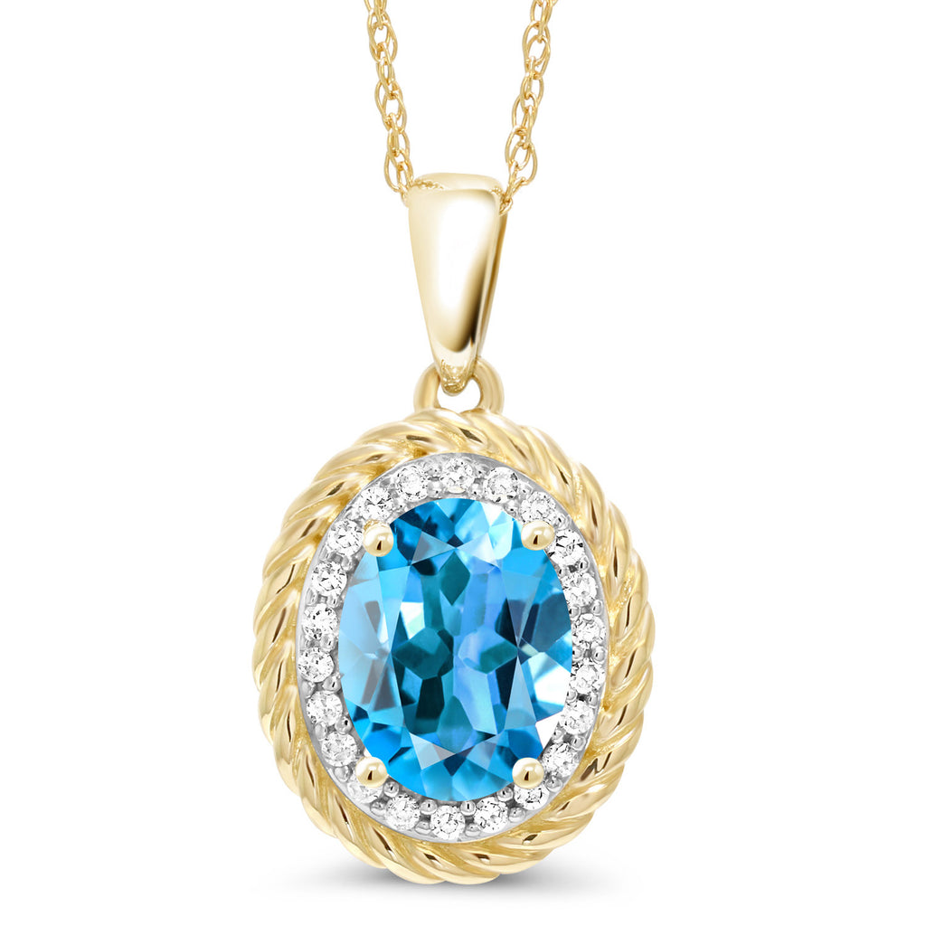Swiss Blue Topaz - November_Pendant in 14K Yellow Gold