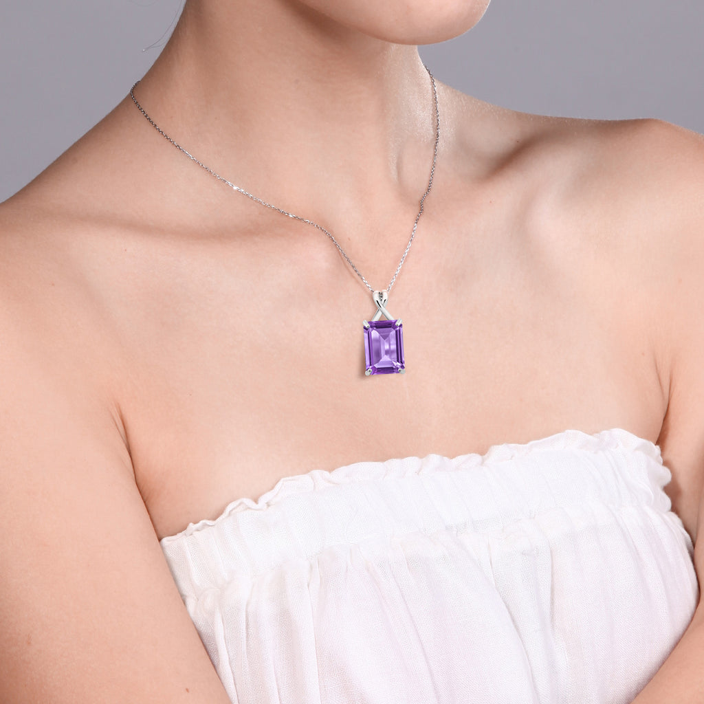 Amethyst_Pendant in 10K White Gold