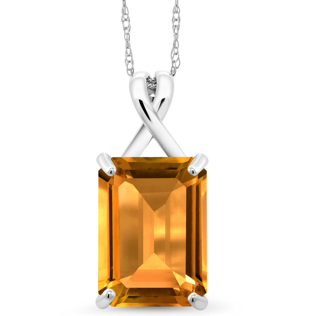 Citrine - November_Pendant in 10K White Gold
