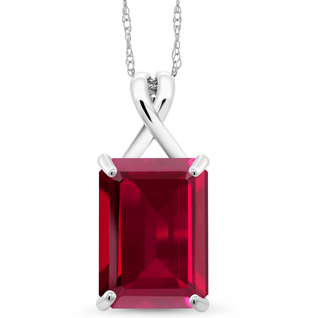 Created Ruby - July_Pendant in 10K White Gold