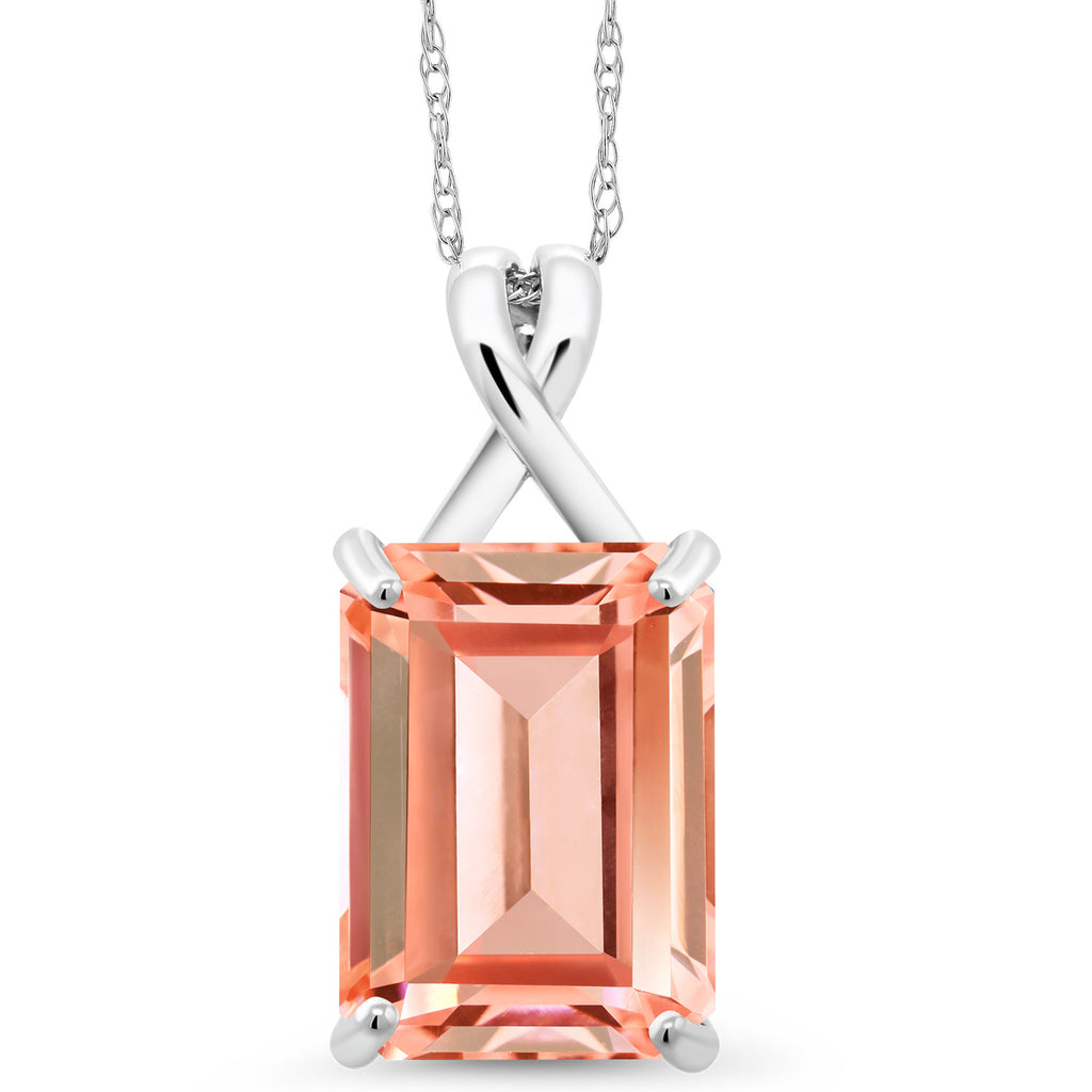 Nano Morganite - October_Pendant in 10K White Gold
