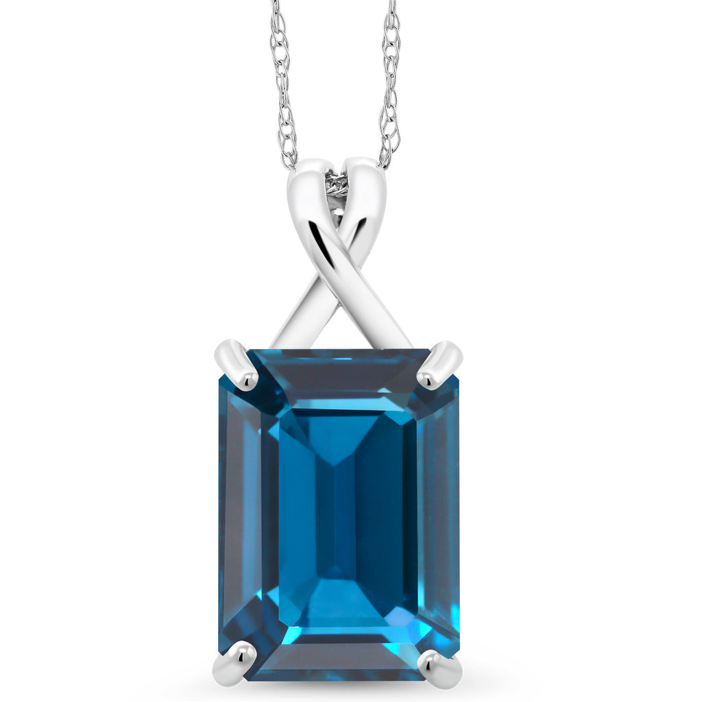 London Blue Topaz - November_Pendant in 10K White Gold