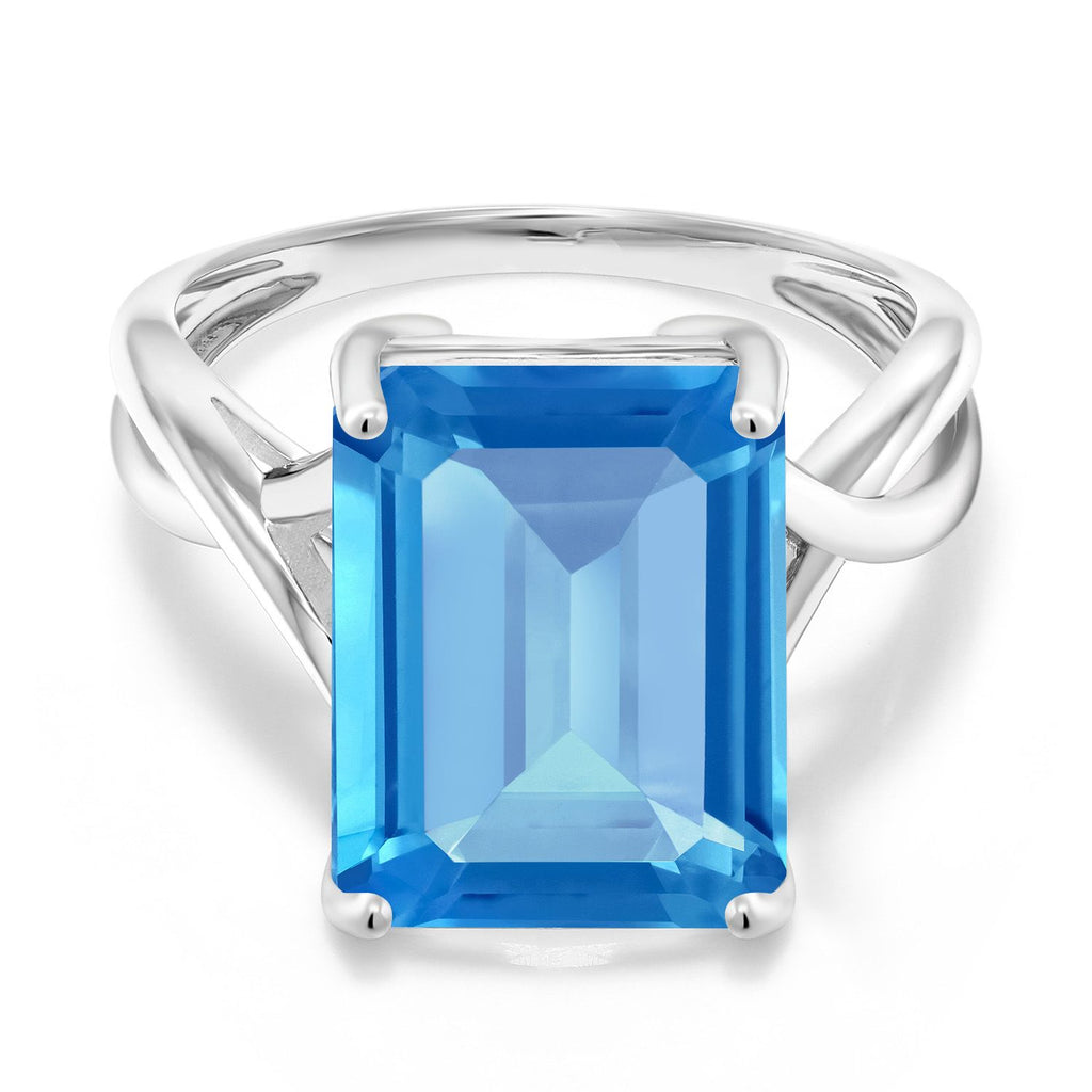 Swiss Blue Topaz - November_9_Ring in 10K White Gold
