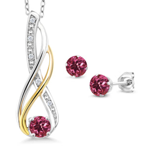 Pendant Earrings Set in 925 Sterling Silver and 10K Yellow Gold