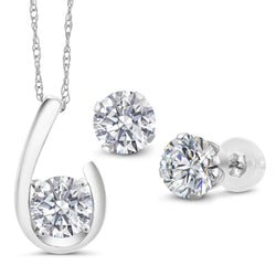 Pendant Earrings Set in 10K White Gold