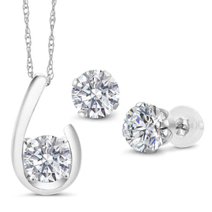 Pendant Earrings Set in 10K White Gold