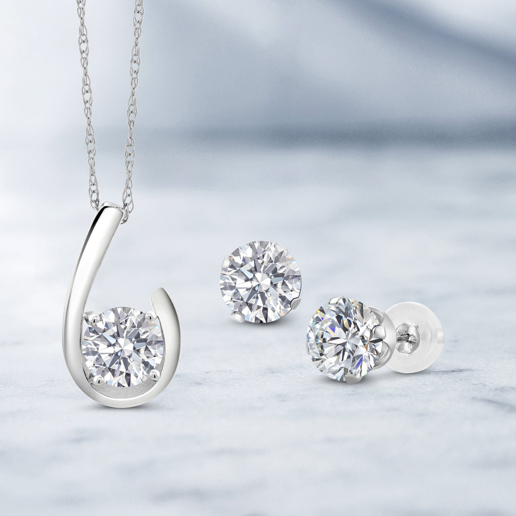 Pendant Earrings Set in 10K White Gold