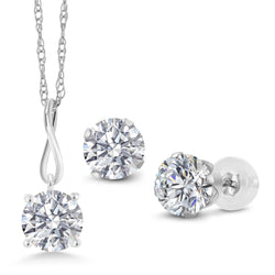 Pendant Earrings Set in 10K White Gold