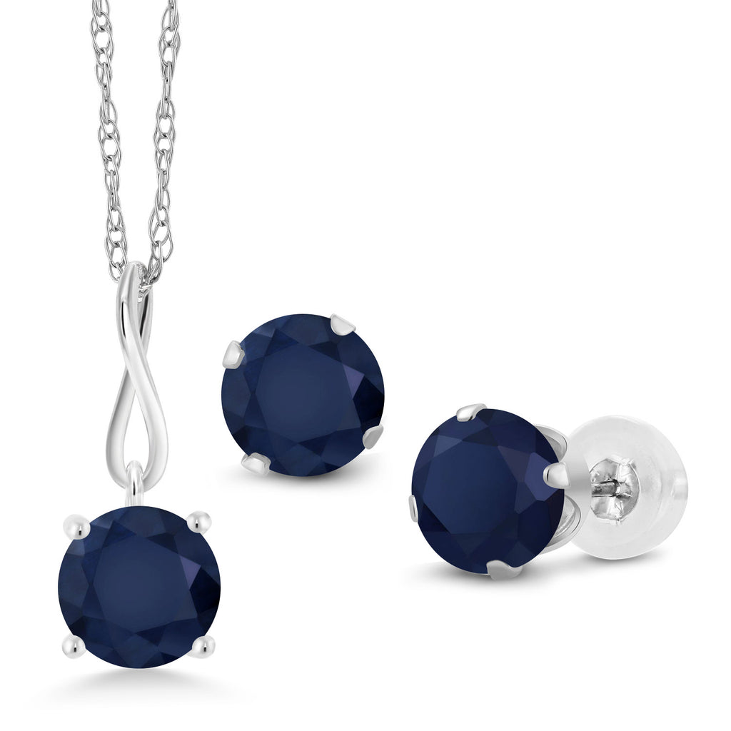 Sapphire - September_Pendant Earrings Set in 10K White Gold