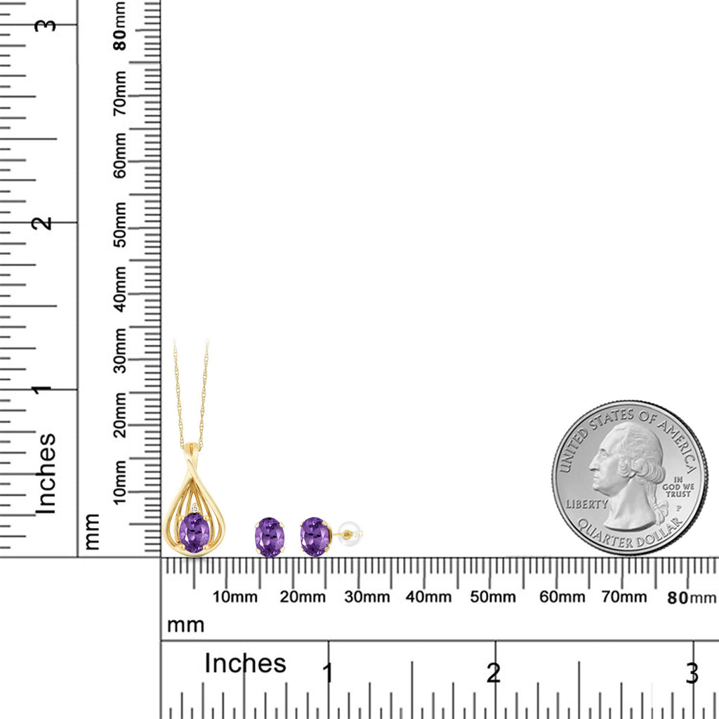 Amethyst - February_Pendant Earrings Set in 10K Yellow Gold