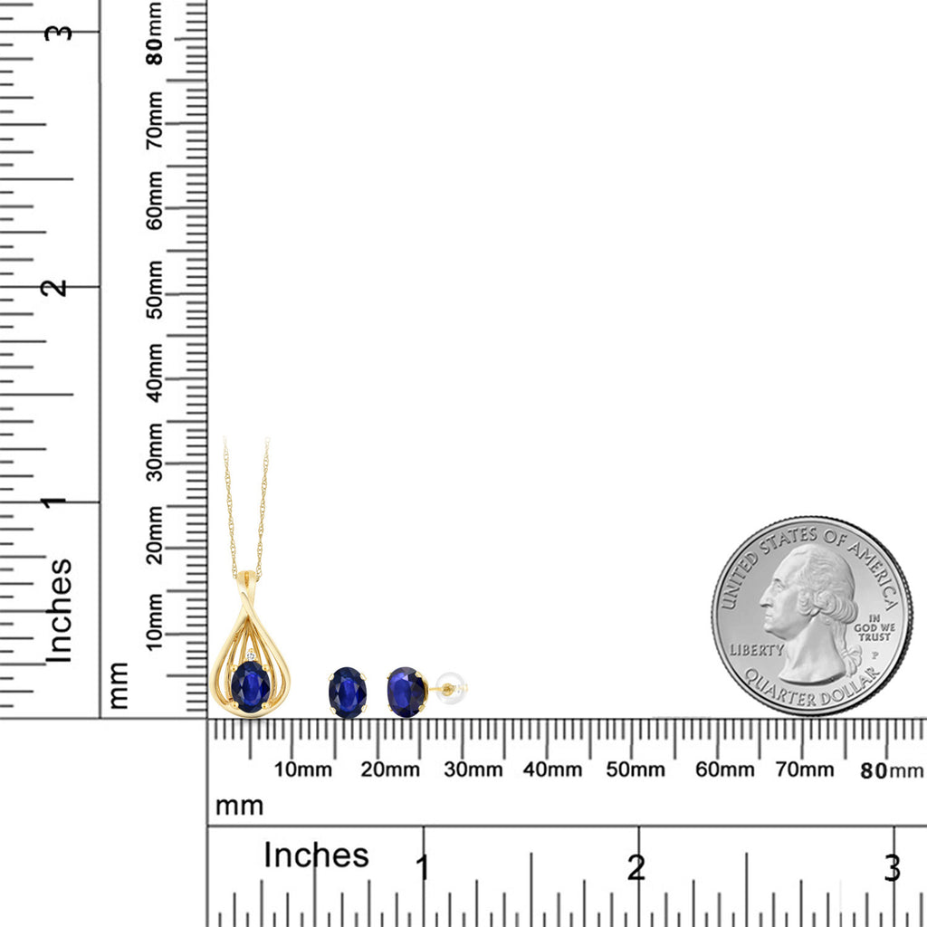 Pendant Earrings Set in 10K Yellow Gold