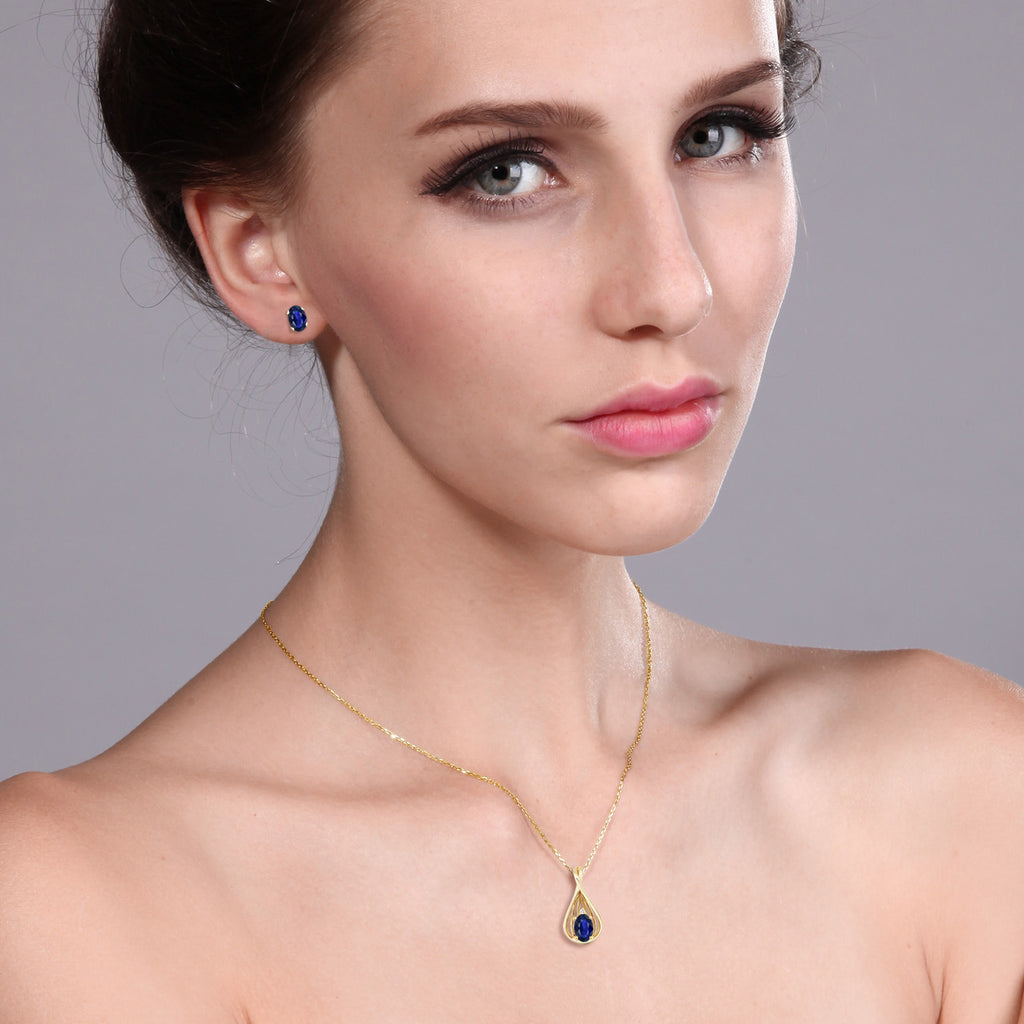 Pendant Earrings Set in 10K Yellow Gold