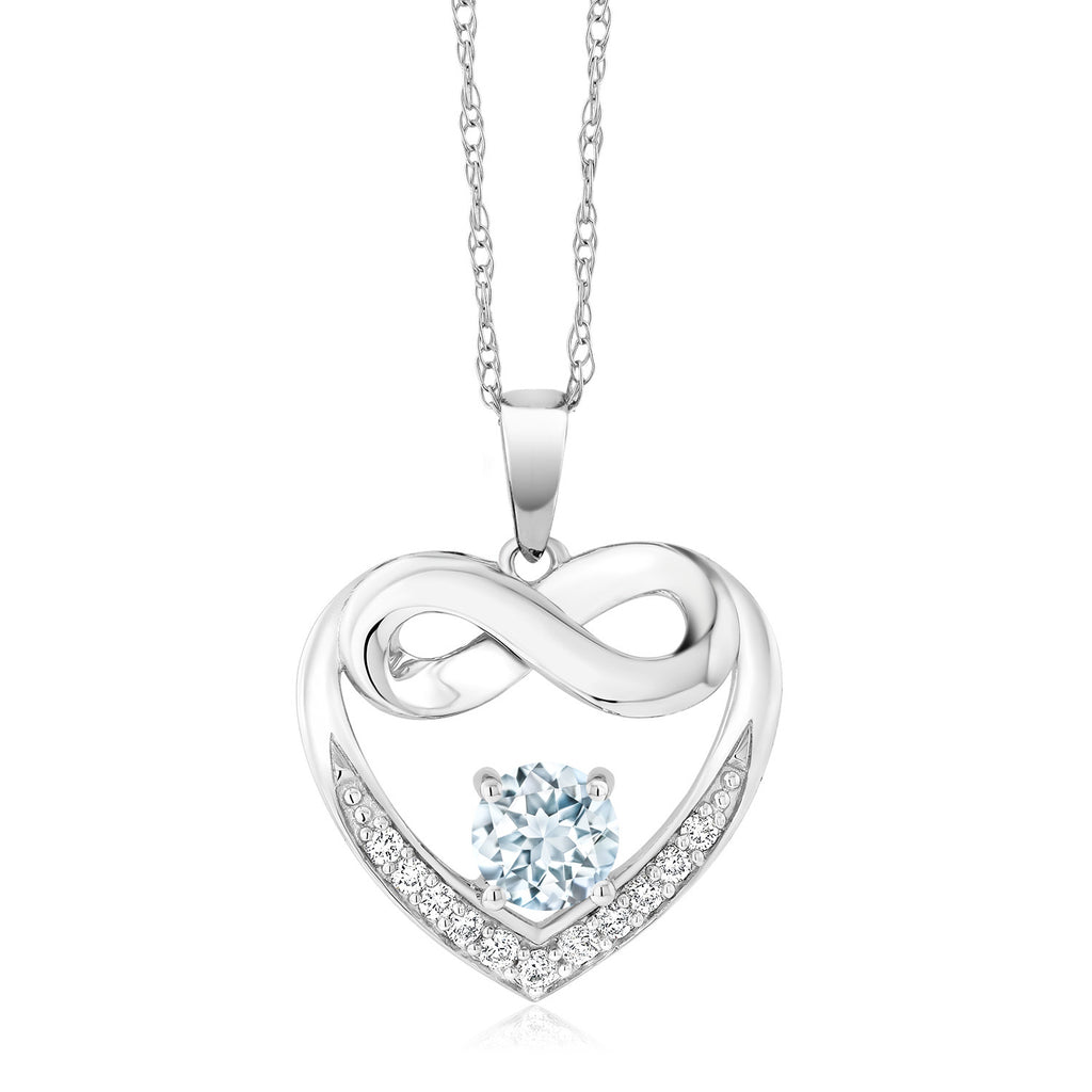 Aquamarine - March_Necklace in 10K White Gold