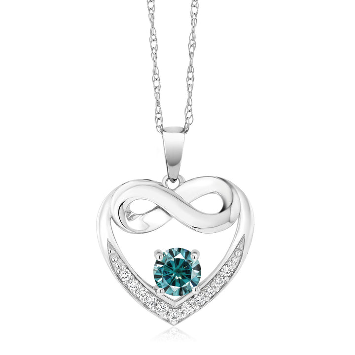 Blue Moissanite - April_Necklace in 10K White Gold