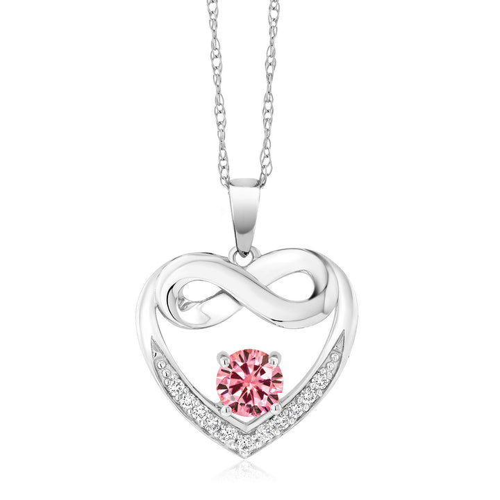 Pink Moissanite - April_Necklace in 10K White Gold