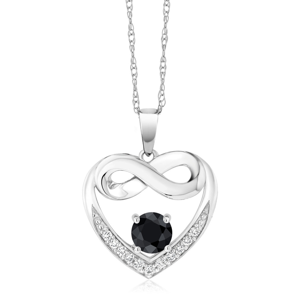 Black Sapphire - September_Pendant in 10K White Gold
