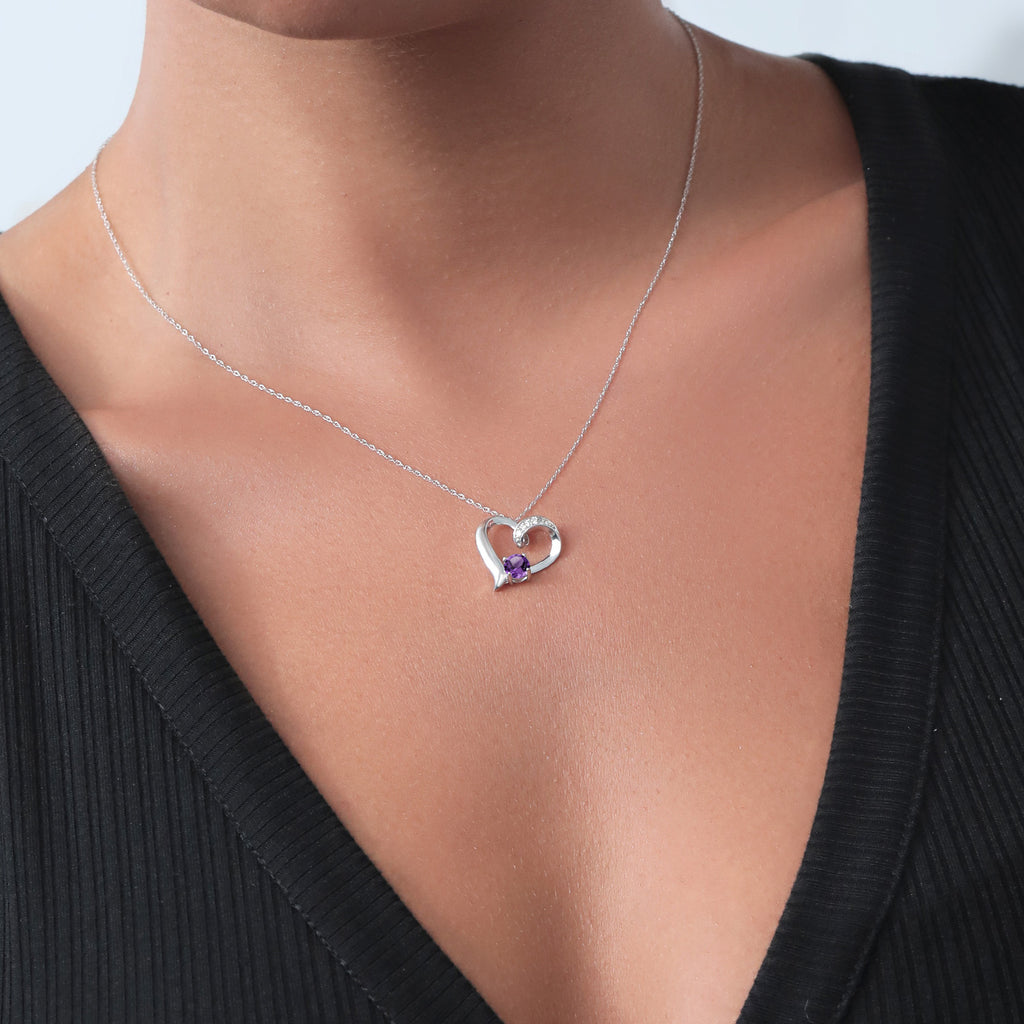 Amethyst - February_Pendant in 10K White Gold
