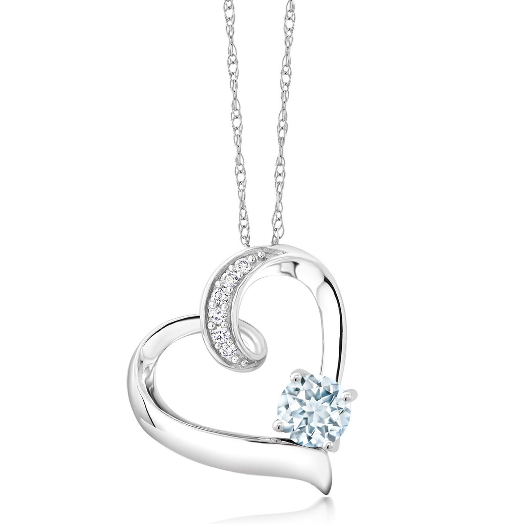 Aquamarine - March_Pendant in 10K White Gold