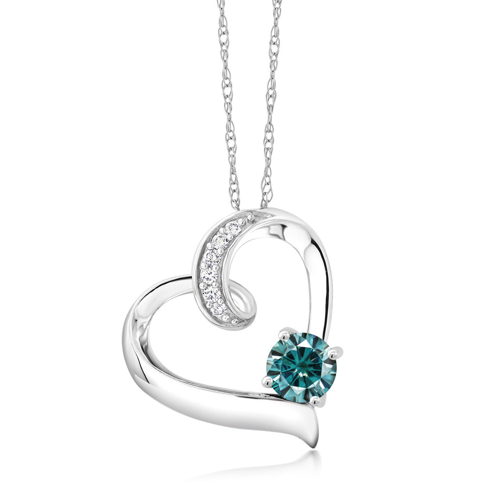 Blue Moissanite - April_Necklace in 10K White Gold