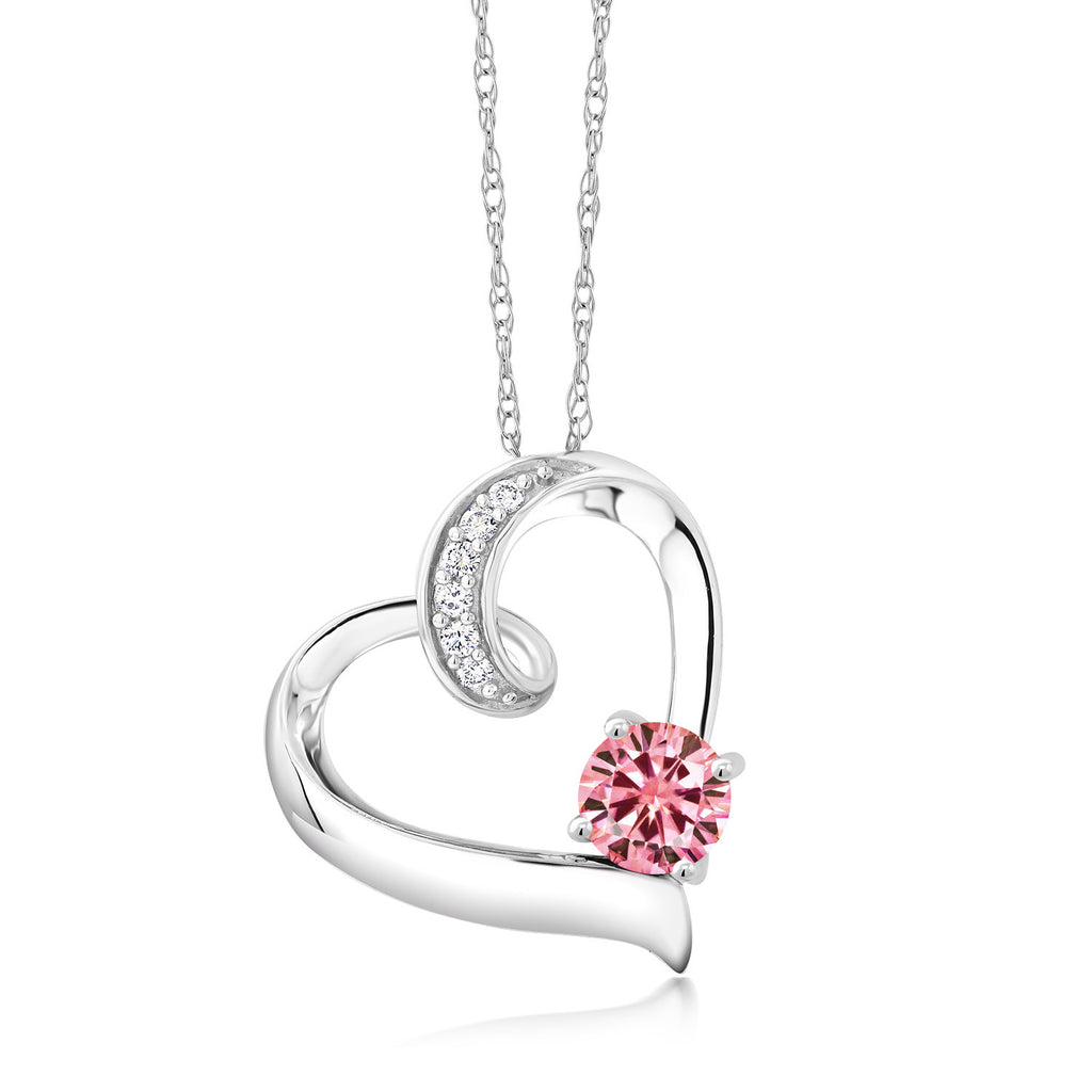 Pink Moissanite - April_Pendant in 10K White Gold