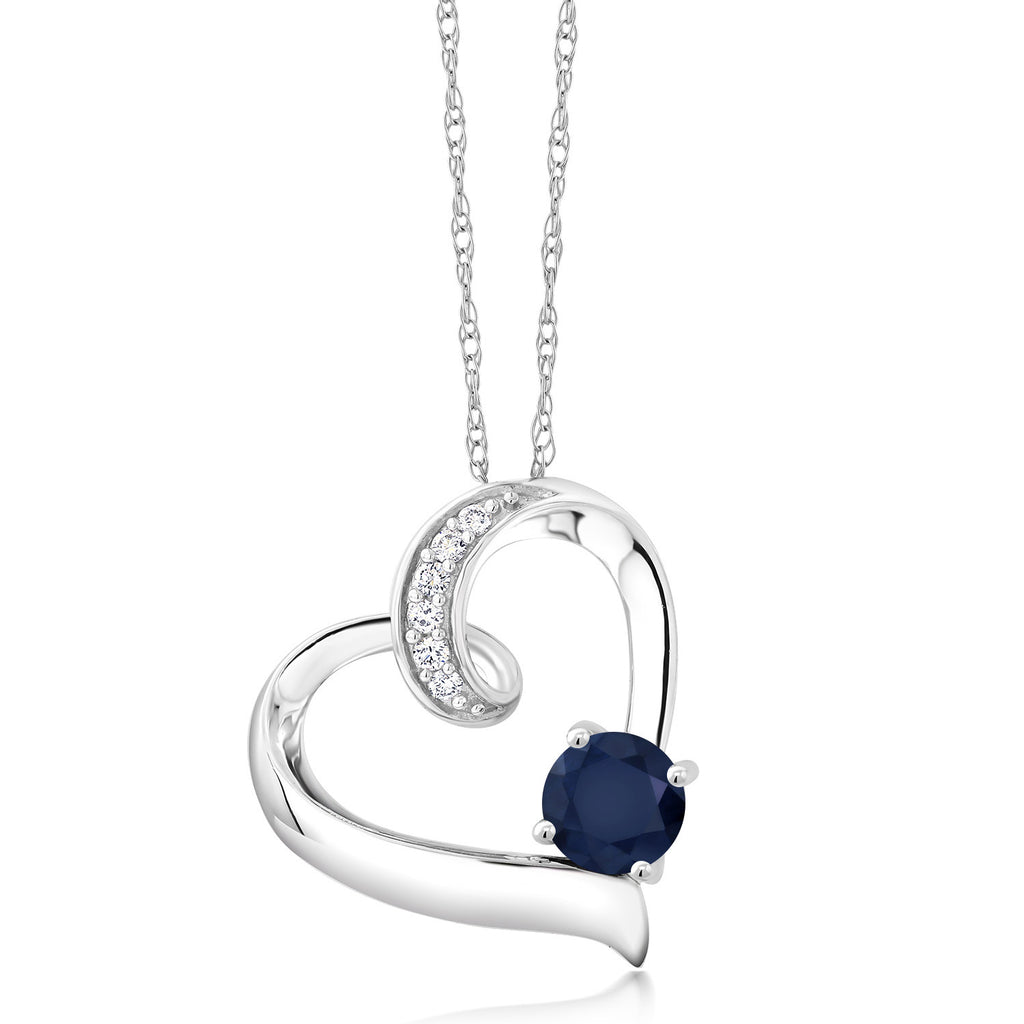 Blue Sapphire - September_Pendant in 10K White Gold