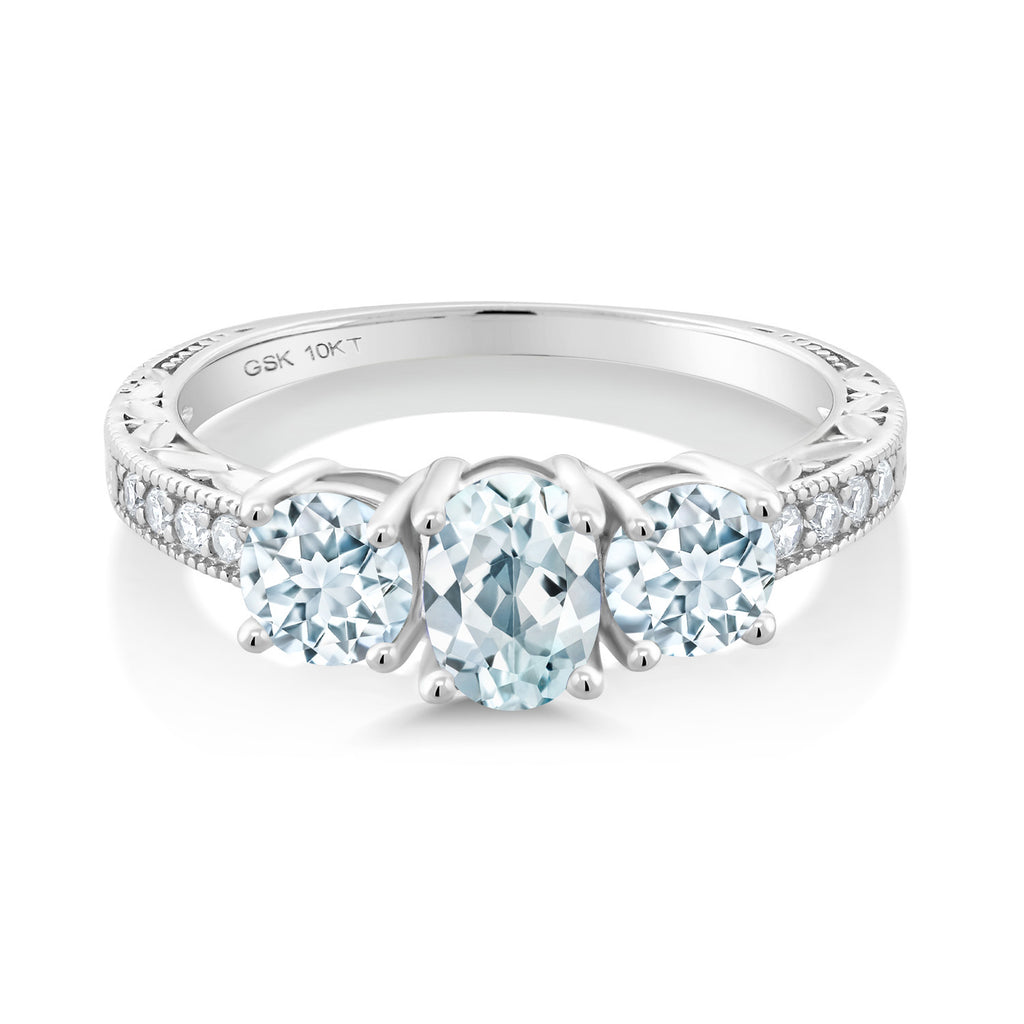 Aquamarine - March_7_Ring in 10K White Gold