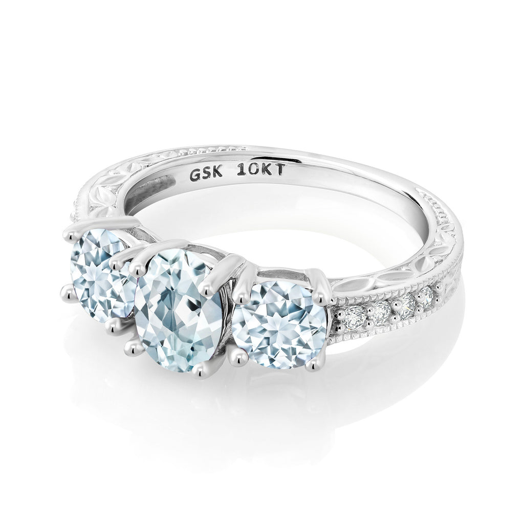 Aquamarine - March_7_Ring in 10K White Gold
