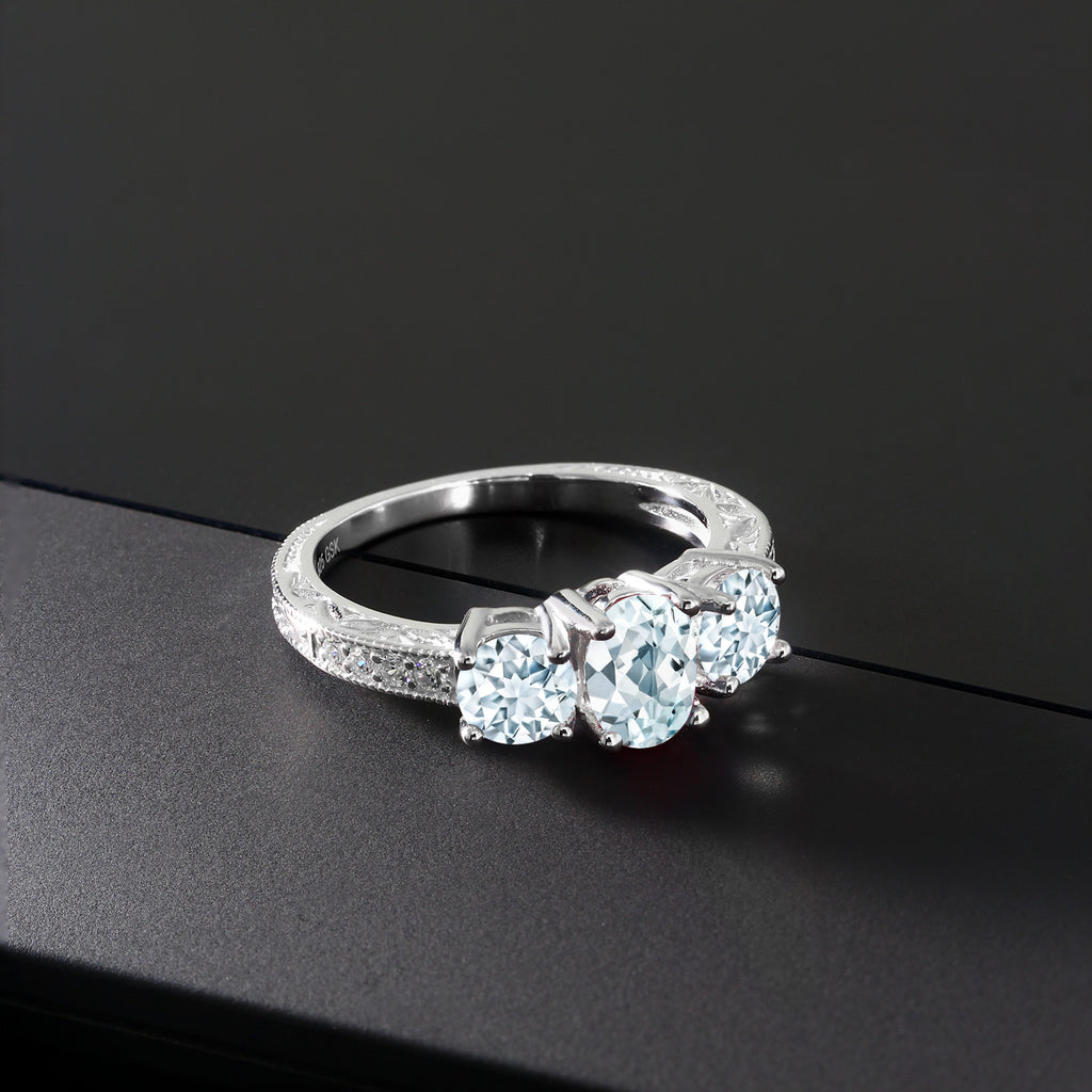 Aquamarine - March_7_Ring in 10K White Gold