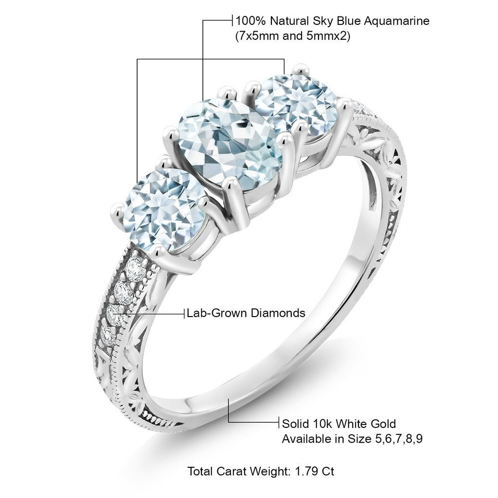 Aquamarine - March_7_Ring in 10K White Gold