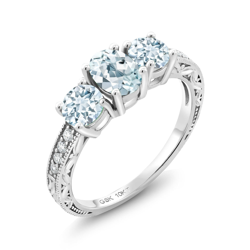 Aquamarine - March_5_Ring in 10K White Gold