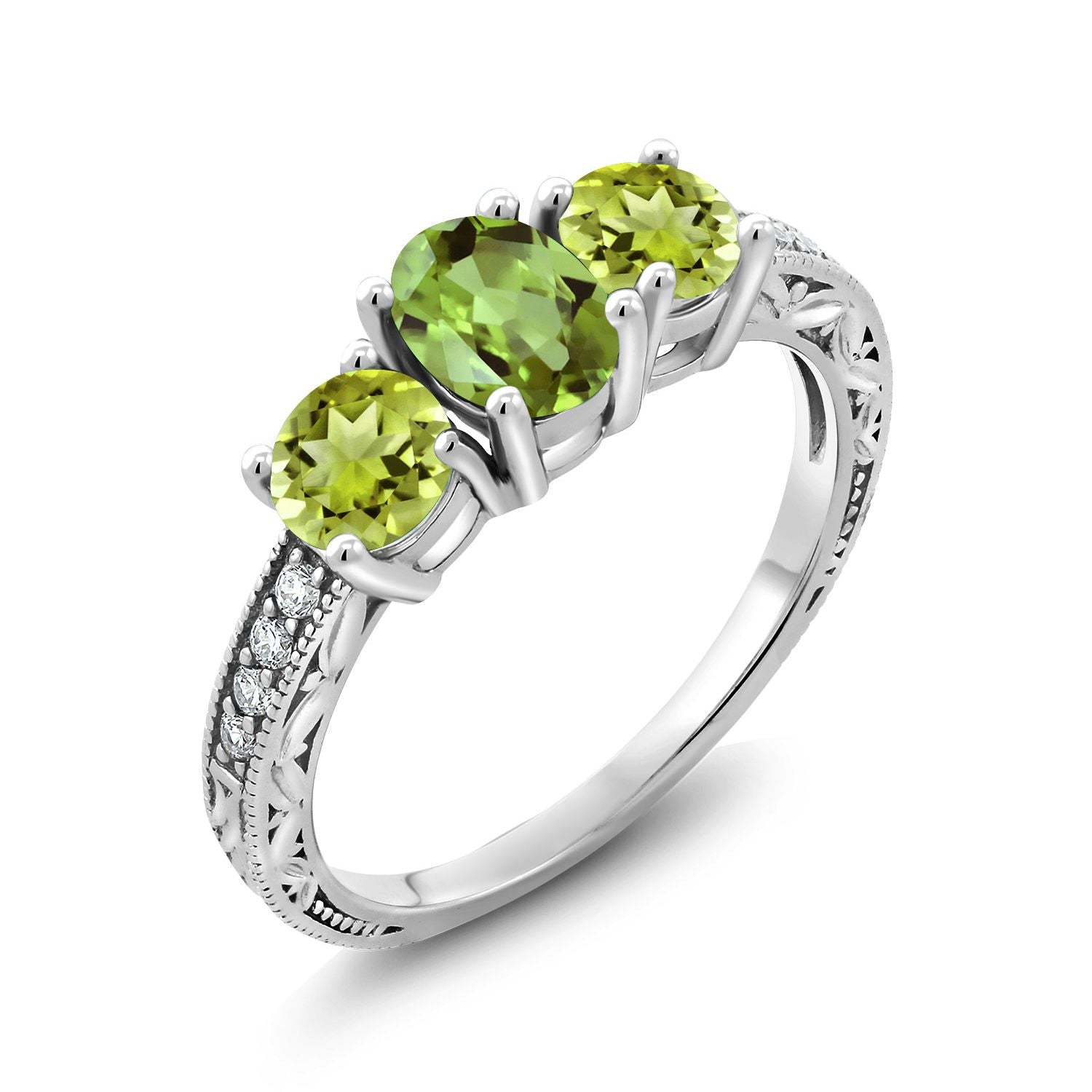 Peridot - August_7_Ring in 10K White Gold