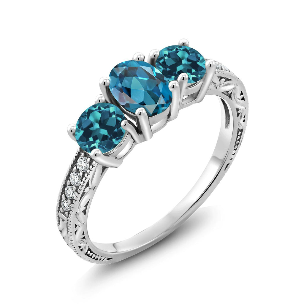 London Blue Topaz - November_9_Ring in 10K White Gold