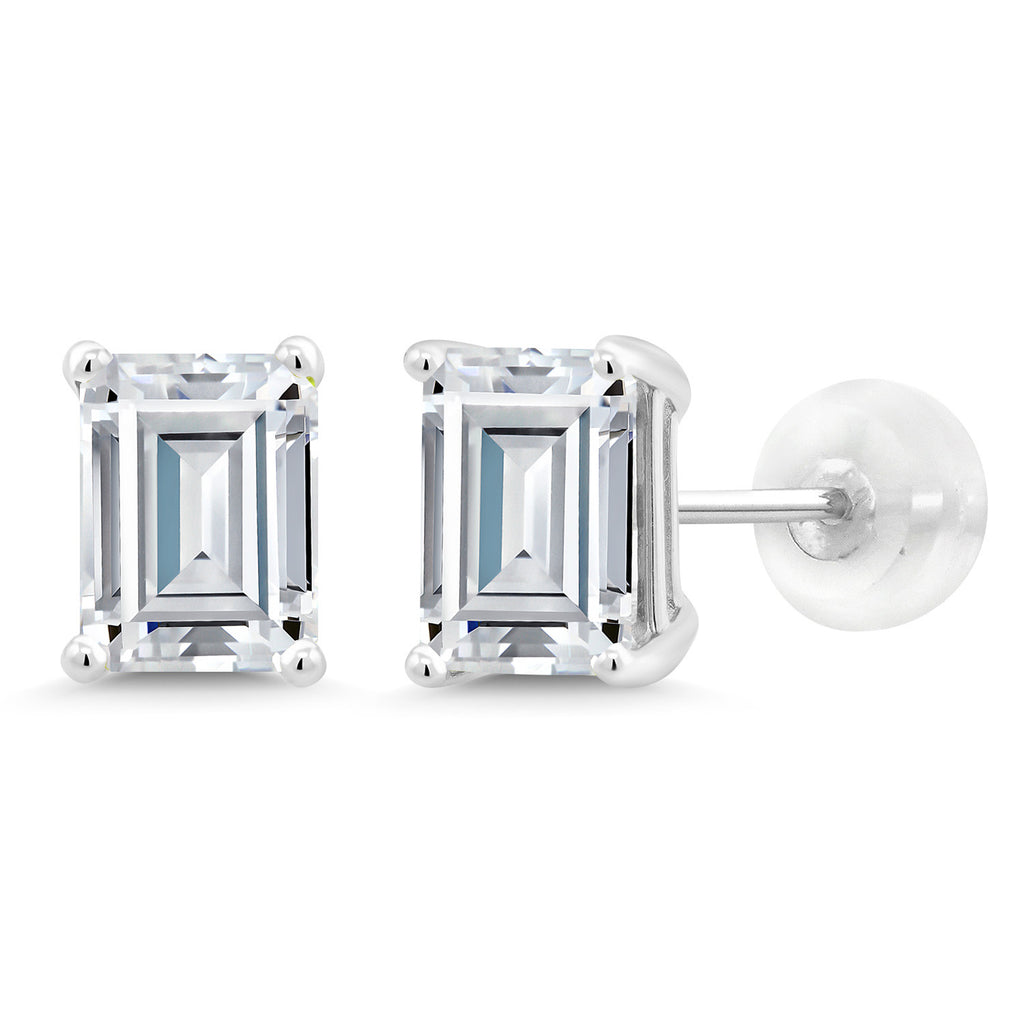White Moissanite - April_14K White Gold_Earrings in 14K White Gold