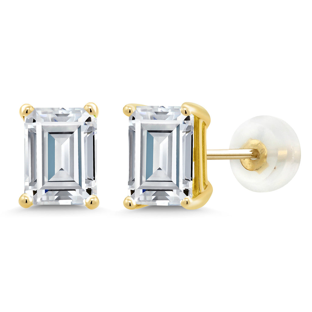 White Moissanite - April_14K Yellow Gold_Earrings in 14K Yellow Gold