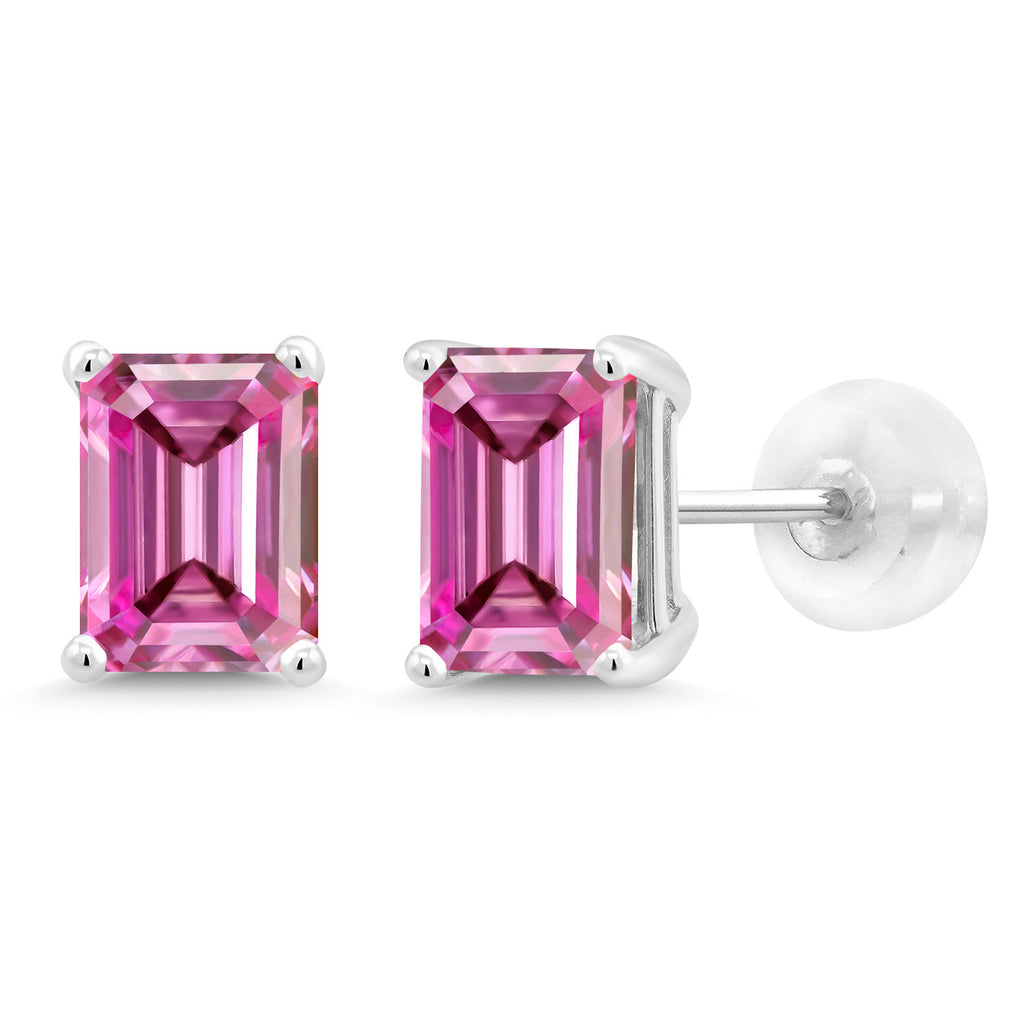 Pink Moissanite - April_14K White Gold_Earrings in 14K White Gold